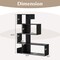 Black 5-Tier S-Shaped Bookshelf Geometric Z-Shelf Bookcase with Open Cubes